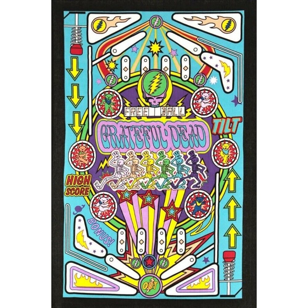 New Mini Pinball Machine Grateful Dead Tapestry Hippie Art Poster Wall Hanging